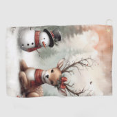 ウッドラクラシックンドクリスマスディアー/雪だるま ゴルフタオル (横)