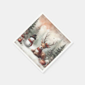 ウッドラクラシックンドクリスマスディアー/雪だるま スタンダードカクテルナプキン (角)
