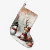 ウッドラクラシックンドクリスマスディアー/雪だるま スモールクリスマスストッキング (正面 (吊り時))
