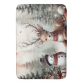 ウッドラクラシックンドクリスマスディアー/雪だるま バスマット (正面縦)