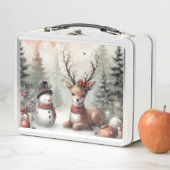 ウッドラクラシックンドクリスマスディアー/雪だるま メタルランチボックス (インサイチュ)