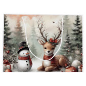 ウッドラクラシックンドクリスマスディアー/雪だるま ラージペーパーバッグ (裏面)