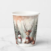 ウッドラクラシックンドクリスマスディアー/雪だるま 紙コップ (裏面)