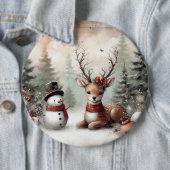 ウッドラクラシックンドクリスマスディアー/雪だるま 缶バッジ (インサイチュ)
