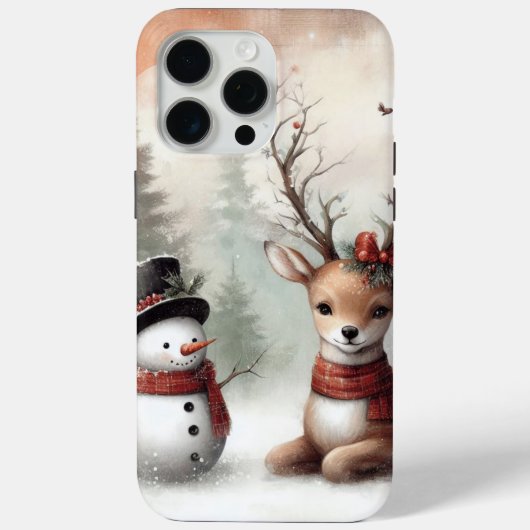 ウッドラクラシックンドクリスマスディアー/雪だるま Case-Mate iPhoneケース (裏面)