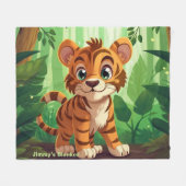 ウッドラパーソナライズされたンドお洒落ベビータイガー フリースブランケット (正面(横))