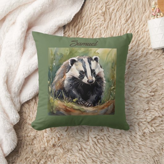 ウッドラパーソナライズされたンドの狸 クッション (ブランケット)