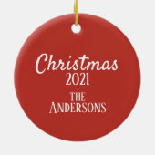 ウッドラパーソナライズされたンドクリスマスセラミックオーナメント セラミックオーナメント (裏面)