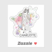 ウッドラパーソナライズされたンドディアアンドフラワーパステル名 シール (シート)