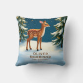 ウッドラパーソナライズされたンド初めてのクリスマスベビー鹿 クッション (裏面)