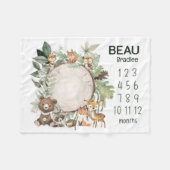 ウッドラパーソナライズされたンド動物ベビーの節目空白の フリースブランケット (正面(横))