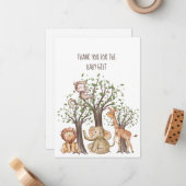 ウッドラパーソナライズされたンド動物ベビーサンキューカード ノートカード (正面/裏面インサイチュ)