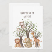 ウッドラパーソナライズされたンド動物ベビーサンキューカード ノートカード (正面/裏面)