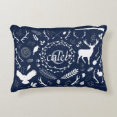 ウッドラパーソナライズされたンド男の赤ちゃん子供部屋デコール アクセントクッション (正面)