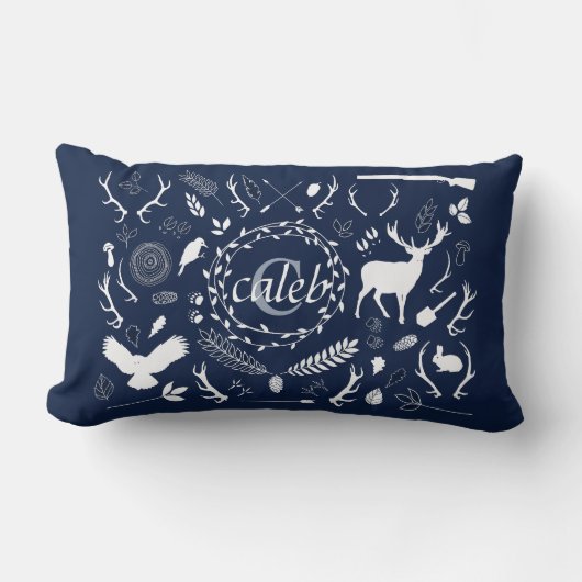 ウッドラパーソナライズされたンド男の赤ちゃん子供部屋デコール ランバークッション (正面)