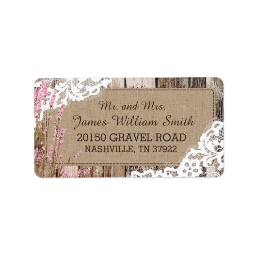 ウッドラベンダーとレース素朴のラ結婚ベル ラベル (正面)