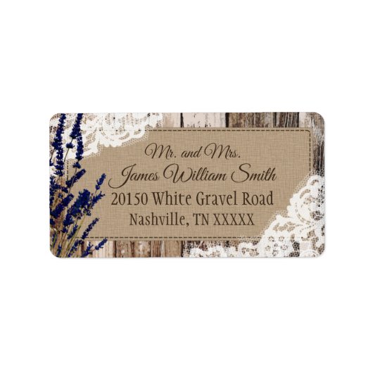 ウッドラベンダーとレース素朴のラ結婚ベル ラベル (正面)