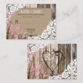 ウッドラベンダーとレース素朴の結婚座席表 プレイスカード (正面/裏面)