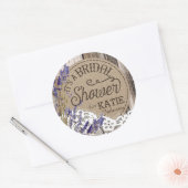 ウッドラベンダーレース素朴ブライダルシャワーラベル ラウンドシール (封筒)
