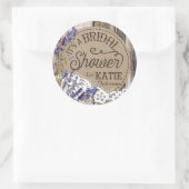 ウッドラベンダーレース素朴ブライダルシャワーラベル ラウンドシール (バッグ)