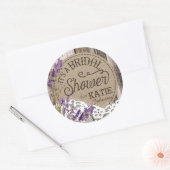 ウッドラベンダーレース素朴ブライダルシャワーラベル ラウンドシール (封筒)