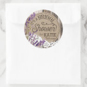 ウッドラベンダーレース素朴ブライダルシャワーラベル ラウンドシール (バッグ)