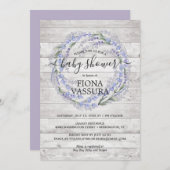 ウッドラベ素朴ンダーフローラリースベビーシャワー 招待状 (正面/裏面)