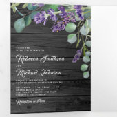 ウッドラベ素朴ンダーユーカリプトゥスフォトアー結婚チ 三つ折り招待状 (内部最初)