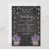 ウッドラベ素朴ンダー小麦ストリングライツ結婚ズ 招待状 (正面)