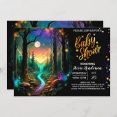 ウッドラモダンンドお洒落の赤ちゃんシャワー 招待状 (正面/裏面)