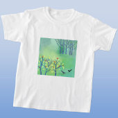 ウッドラモダンンドの緑の絵画鳥 Tシャツ