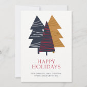 ウッドラモダンンドツリーをテーマにしたクリスマスパーソナライズされた シーズンカード (正面)