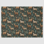 ウッドラモダンンドディア&パインツリー素朴クリスマス 薄葉紙 (正面)