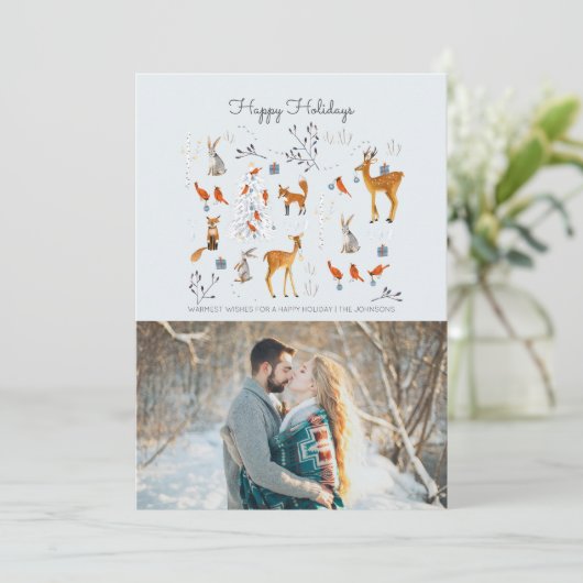 ウッドラモダンンドブルーとグレーの動物と鳥 シーズンカード (スタンド正面)