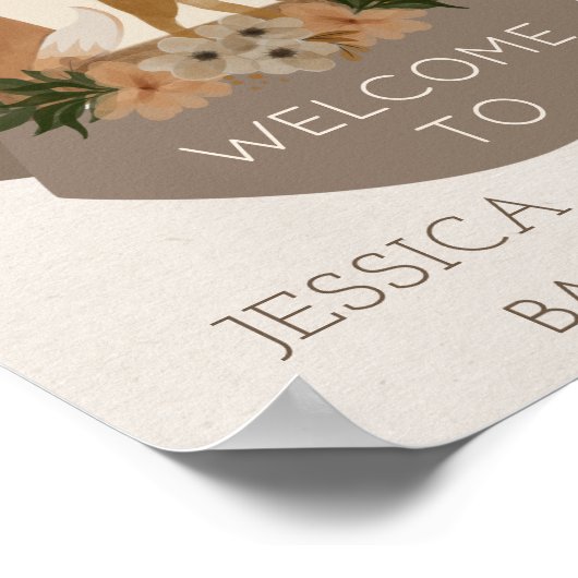 ウッドラモダンンド赤ちゃんシャワー歓迎サイン ポスター (角)