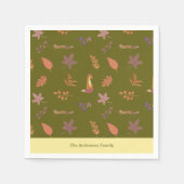ウッドランお洒落ズ秋ビーズパーソナライズファミリー スタンダードカクテルナプキン (正面)