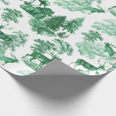 ウッドランエレガントドの上品なヴィンテージグリーンディアー ラッピングペーパー (角)