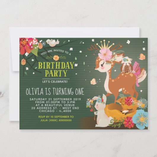 ウッドランズエンチャントフォレスト誕生日 招待状 (正面)
