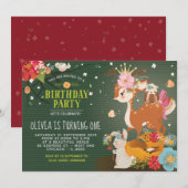 ウッドランズエンチャントフォレスト誕生日 招待状 (正面/裏面)