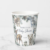 ウッドランズキュートな赤ちゃん動物の赤ちゃんカスタマイズシャワー 紙コップ (裏面)