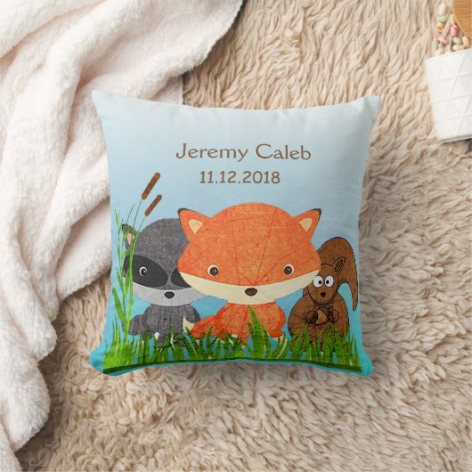 ウッドランズパーソナライズされたアニマルズキツネ装飾用クッション クッション (ブランケット)