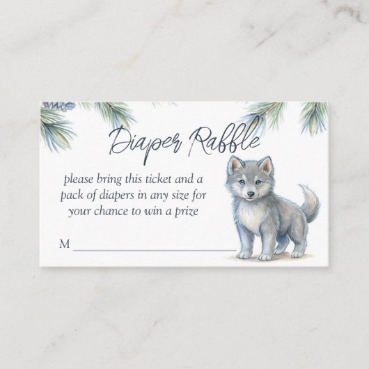 ウッドランズフォレストかわいいベビーアニマルおむつラッフル エンクロージャーカード (正面)