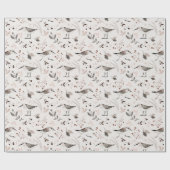 ウッドランズフォレストバード葉ズクリスマス ラッピングペーパー (フラット)