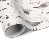 ウッドランズフォレストバード葉ズクリスマス ラッピングペーパー (ロールコーナー)