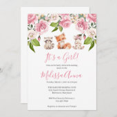 ウッドランズベビーガールシャワー 招待状 (正面/裏面)