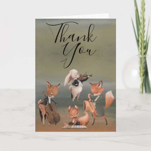 ウッドランズミュージシャンベビーシャワーサンキューカード サンキューカード (正面)