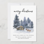 ウッドランズ素朴ウォータカラーメリークリスマスカード (正面)