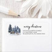 ウッドランズ素朴ウォーターカラークリスマスリターン ラベル (インサイチュ)