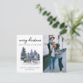 ウッドランズ素朴ウォーターカラーフォトクリスマスカード ポストカード (スタンド正面)