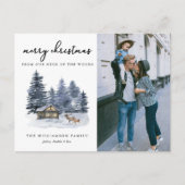 ウッドランズ素朴ウォーターカラーフォトクリスマスカード ポストカード (正面)